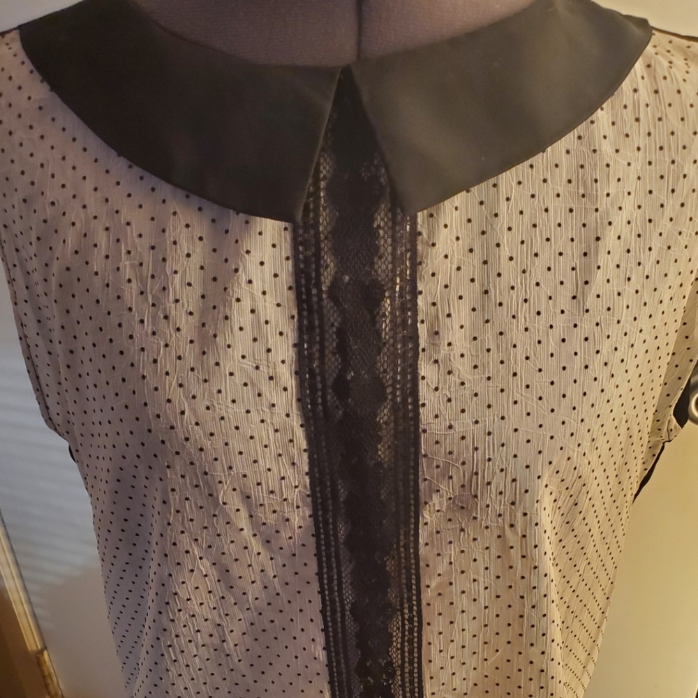 Max & Riley Black Cream Polka Dotted Summer Top